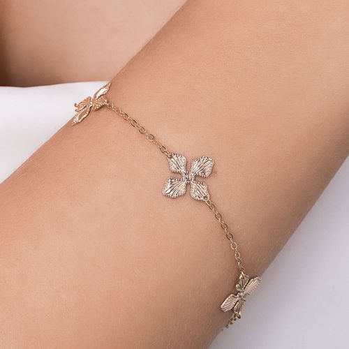PULSEIRA FLORES BANHADA A OURO 18K