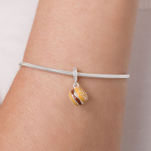 BERLOQUE HAMBURGUER DE PRATA MACIÇA 925 COM RESINA