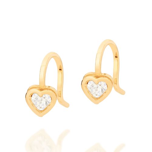BRINCO CORAÇÃO BANHADO A OURO 18K COM CRISTAIS