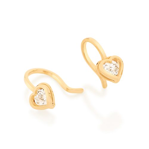 BRINCO CORAÇÃO BANHADO A OURO 18K COM CRISTAIS