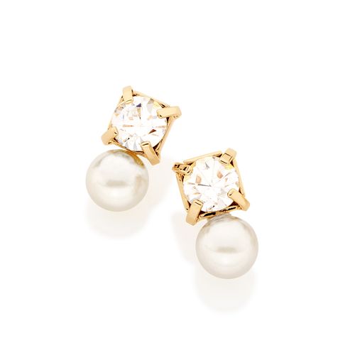 BRINCO BANHADO A OURO 18K COM ZIRCÔNIAS E PÉROLAS SINTÉTICAS