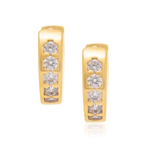 BRINCO BANHADO A OURO 18K ARGOLA COM ZIRCÔNIAS