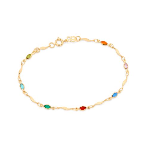 PULSEIRA BANHADA A OURO 18K COM CRISTAIS COLORIDOS
