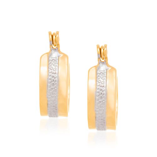 BRINCO ARGOLA BANHADO A OURO 18K COM APLICAÇÃO DE RHODIUM