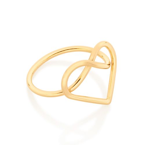 ANEL CORAÇÃO COM INFINITO BANHADO A OURO 18K