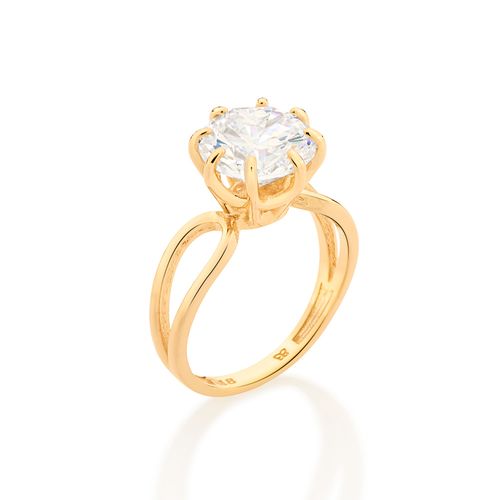 ANEL SOLITÁRIO BANHADO A OURO 18K