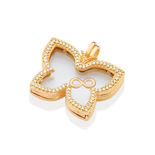 PINGENTE FLUTUANTE INFINITO BANHADO A OURO 18K