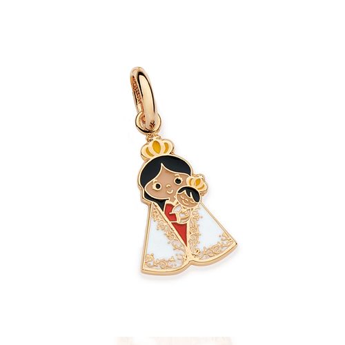 PINGENTE NOSSA SENHORA DE NAZARÉ BANHADO A OURO 18K COM APLICAÇÃO DE RESINA
