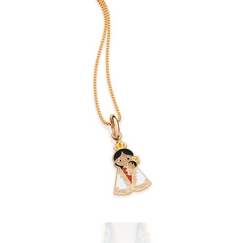 PINGENTE NOSSA SENHORA DE NAZARÉ BANHADO A OURO 18K COM APLICAÇÃO DE RESINA