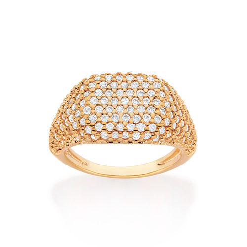 ANEL BANHADO A OURO 18K COM ZIRCÔNIAS