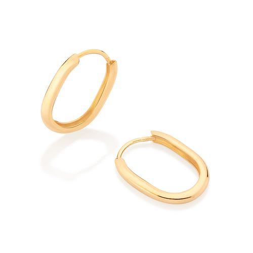 BRINCO ARGOLA OVAL BANHADO A OURO 18K