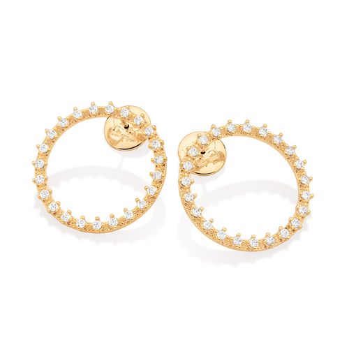 BRINCO REDONDO BANHADO A OURO 18K COM ZIRCÔNIAS