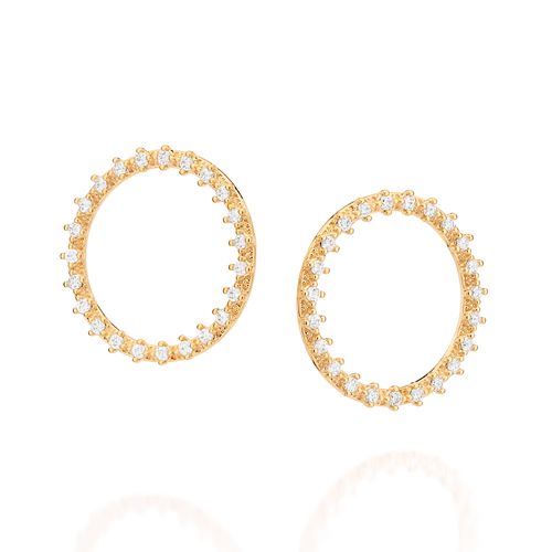 BRINCO REDONDO BANHADO A OURO 18K COM ZIRCÔNIAS