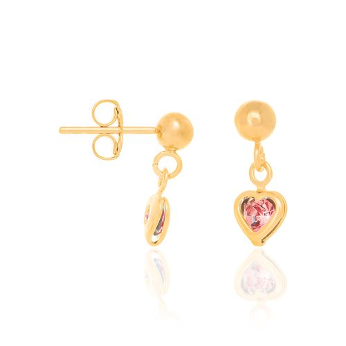 BRINCO CORAÇÃO BANHADO A OURO 18K COM ZIRCÔNIAS