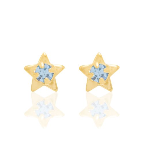 BRINCO ESTRELAS INFANTIL BANHADO A OURO 18K COM CRISTAIS