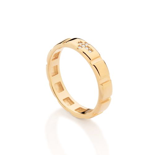 ANEL CRUZ BANHADO A OURO 18K COM ZIRCÒNIAS