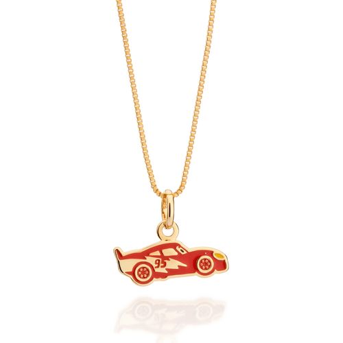 PINGENTE CARRO RELÂMPAGO MCQUEEN BANHADO A OURO 18K COM APLICAÇÃO DE RESINA