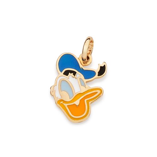 PINGENTE ROSTO DO PATO DONALD BANHADO A OURO 18K COM APLICAÇÃO DE RESINA