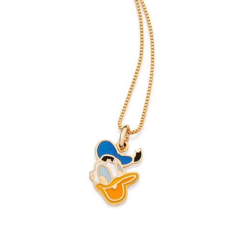 PINGENTE ROSTO DO PATO DONALD BANHADO A OURO 18K COM APLICAÇÃO DE RESINA