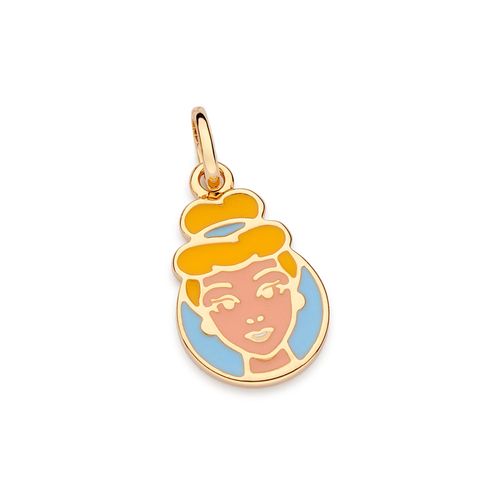 PINGENTE ROSTO PRINCESA CINDERELA BANHADO A OURO 18K COM APLICAÇÃO DE RESINA