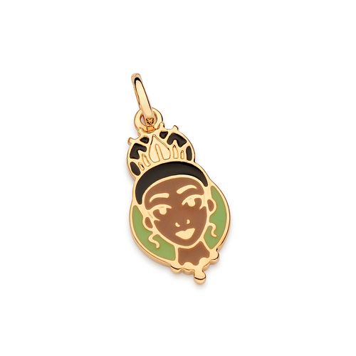PINGENTE ROSTO PRINCESA TIANA BANHADO A OURO 18K COM APLICAÇÃO DE RESINA