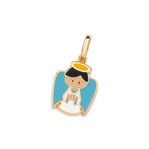 PINGENTE ANJO GABRIEL BANHADO A OURO 18K COM APLICAÇÃO DE RESINA