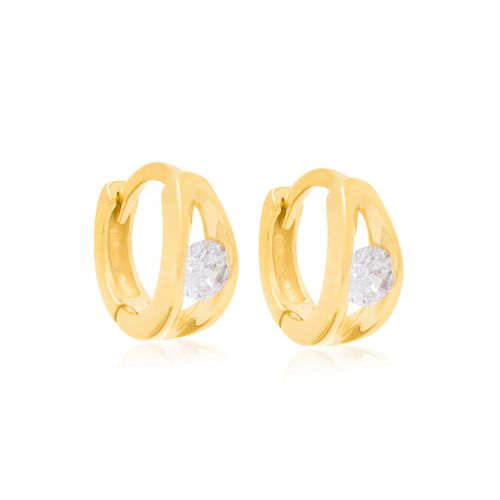 BRINCO BANHADO A OURO 18K FORMATO ARGOLA COM ZIRCÔNIA