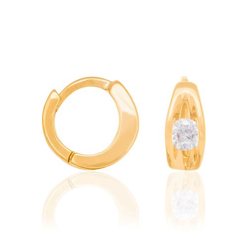 BRINCO BANHADO A OURO 18K FORMATO ARGOLA COM ZIRCÔNIA