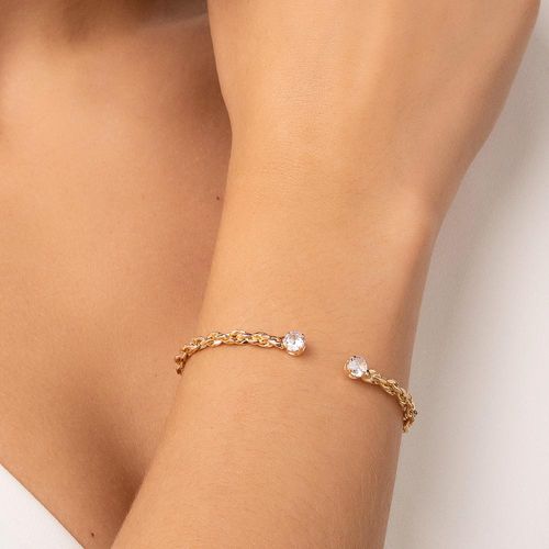 BRACELETE ARO TORCIDO BANHADO A OURO 18K COM ZIRCÔNIAS