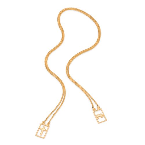 ESCAPULÁRIO FÉ BANHADO A OURO 18K