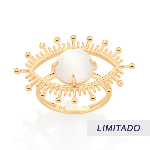 ANEL OLHO GREGO BANHADO A OURO 18K COM MADREPÉROLA NATURAL