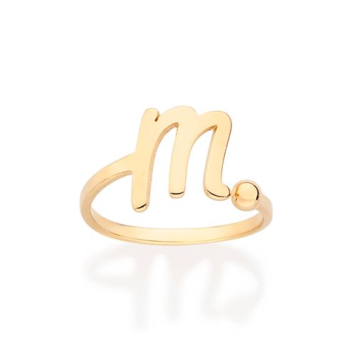 ANEL DE LETRA BANHADO A OURO 18K-LETRA M