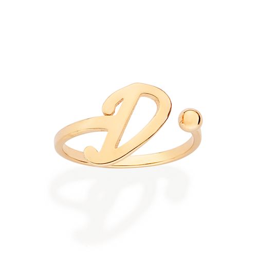 ANEL DE LETRA BANHADO A OURO 18K-LETRA D