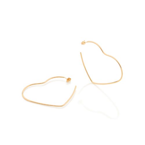 MAXI BRINCO MEIA ARGOLA CORAÇÃO BANHADO A OURO 18K