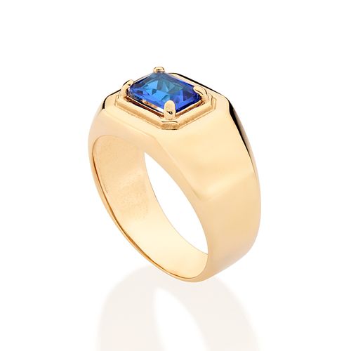 ANEL SOLITÁRIO BANHADO A OURO 18K COM CRISTAL