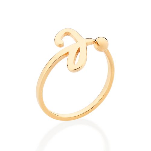 ANEL DE LETRA BANHADO A OURO 18K-LETRA J