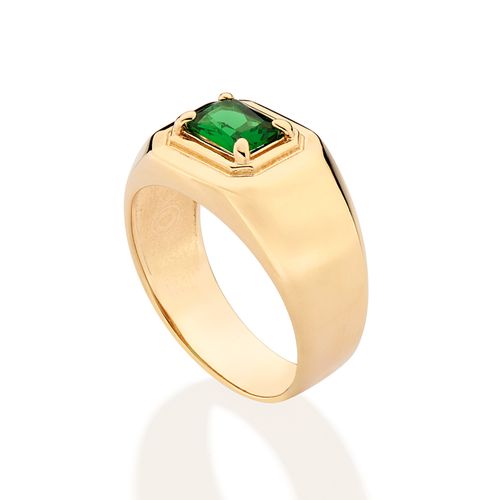 ANEL SOLITÁRIO BANHADO A OURO 18K COM CRISTAL