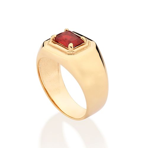 ANEL SOLITÁRIO BANHADO A OURO 18K COM CRISTAL