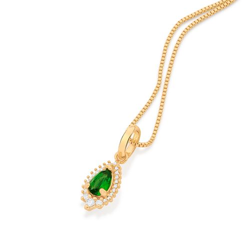 PINGENTE GOTA BANHADO A OURO 18K COM ZIRCÔNIAS