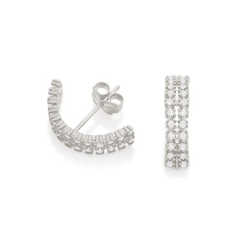 BRINCO CURVADO BANHADO A RHODIUM COM ZIRCÔNIAS