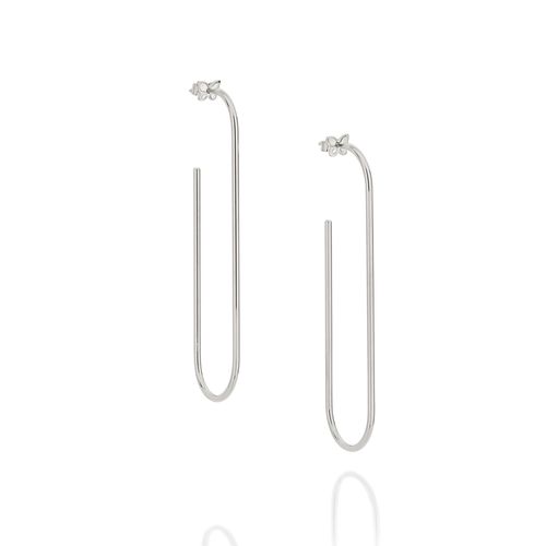 BRINCO MEIA ARGOLA OVAL BANHADO A RHODIUM