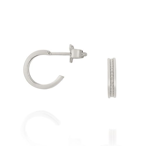 BRINCO MEIA ARGOLA PEQUENA BANHADO A RHODIUM