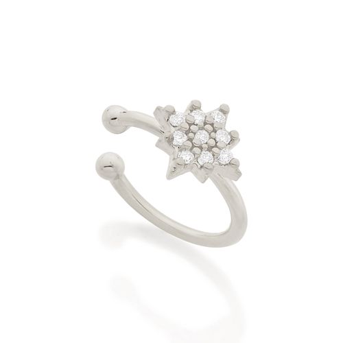 BRINCO PIERCING DE PRESSSÃO BANHADO A RHODIUM COM ZIRCÔNIAS