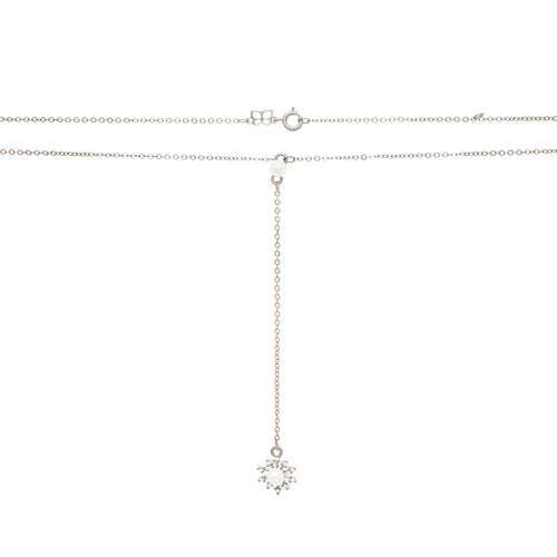 GARGANTILHA BANHADA A RHODIUM COM PÉROLAS E ZIRCÔNIAS