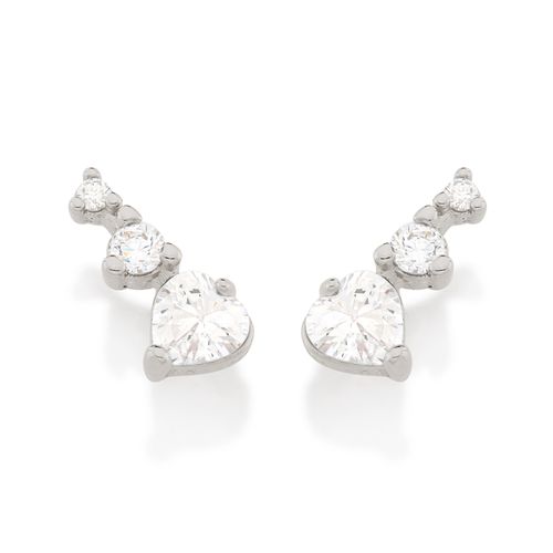 BRINCO 3 CORAÇÕES BANHADO A RHODIUM COM ZIRCÔNIAS