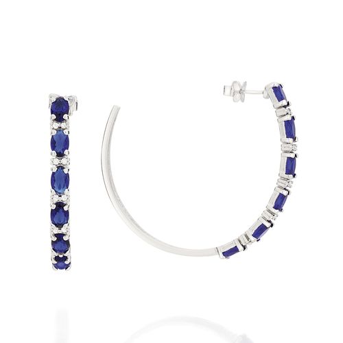 ARGOLA BANHADO A RHODIUM COM ZIRCÔNIAS E CRISTAIS