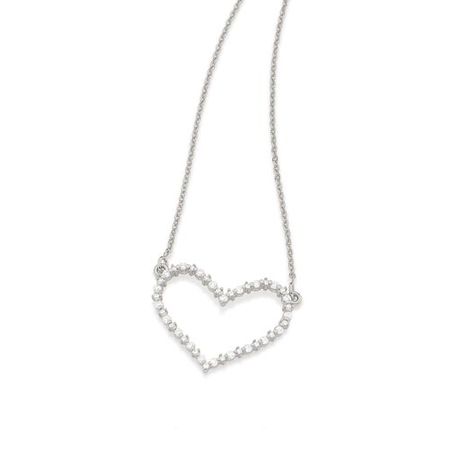GARGANTILHA BANHADA A RHODIUM COM PENDANT CORAÇÃO