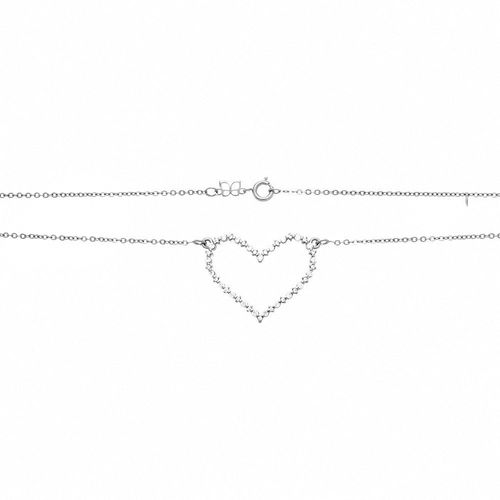 GARGANTILHA BANHADA A RHODIUM COM PENDANT CORAÇÃO