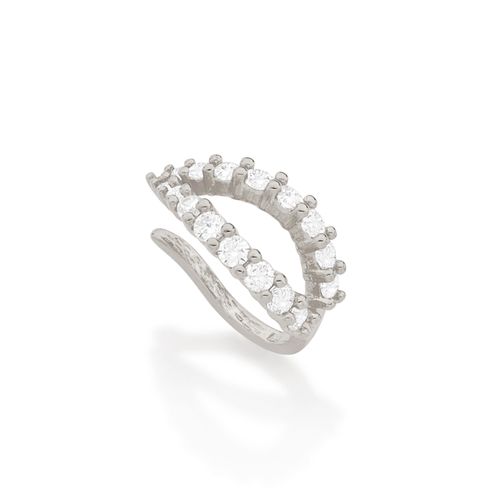 BRINCO PIERCING DE PRESSÃO BANHADO A RHODIUM COM ZIRCÔNIAS