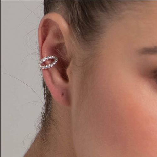 BRINCO PIERCING DE PRESSÃO BANHADO A RHODIUM COM ZIRCÔNIAS